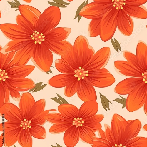 Repeating floral vector pattern. Can be used for printed materials - leaflets  posters  business cards or for web. Generative AI