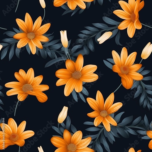 Repeating floral vector pattern. Can be used for printed materials - leaflets  posters  business cards or for web. Generative AI