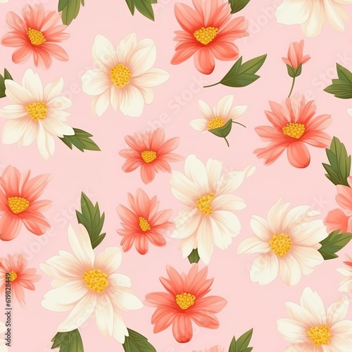 Repeating floral vector pattern. Can be used for printed materials - leaflets  posters  business cards or for web. Generative AI