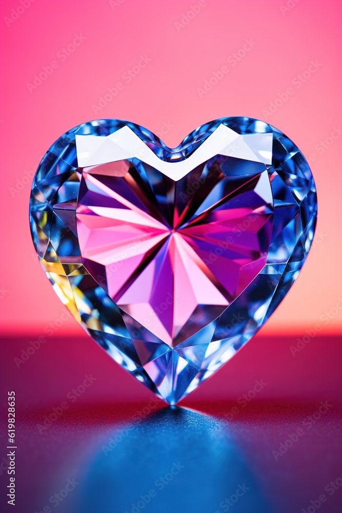 crystal heart on the background. 3d rendering. 3D illustration, Generative AI crystal heart on the background. 3d rendering. 3D illustration, Generative AI