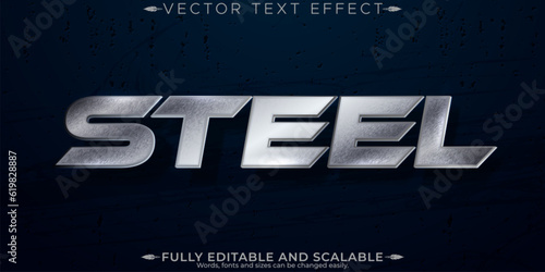 Metallic steel text effect, editable shiny and elegant text style