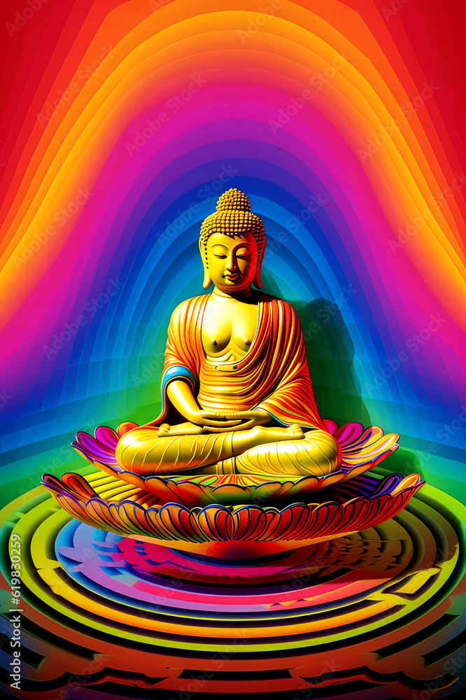 Serenity in Spectrum: The Vibrant Meditation of Buddha