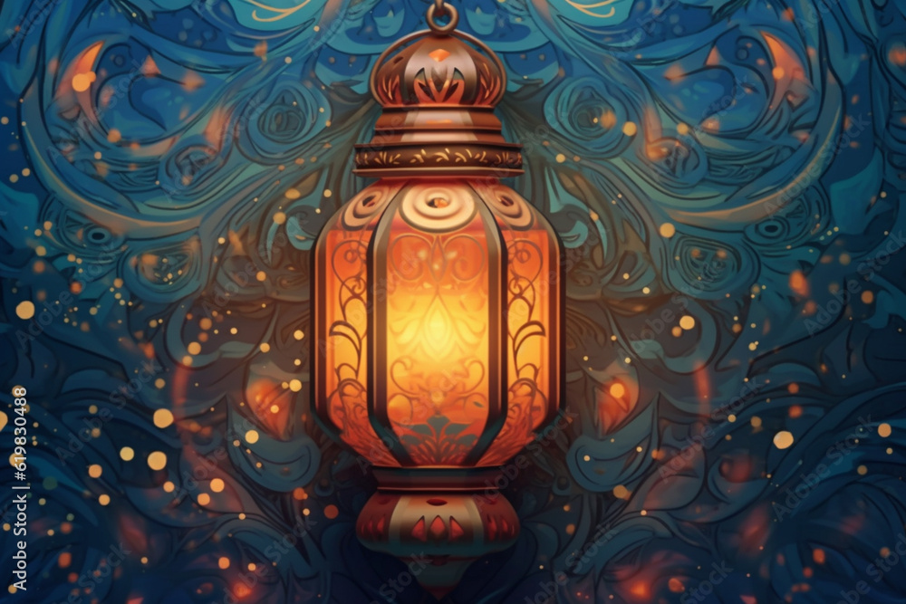 Fototapeta premium arabic lantern of ramadan celebration background illustration