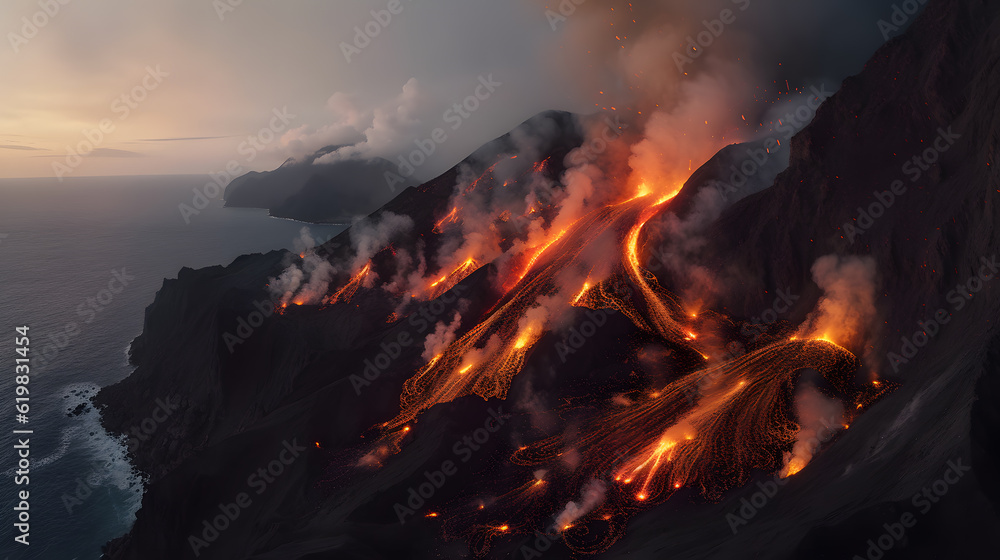 火山の噴火｜volcanic eruption.Generative AI