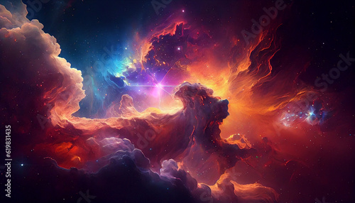 beautiful vivid stary clouds with different colors Generative Ai technology 