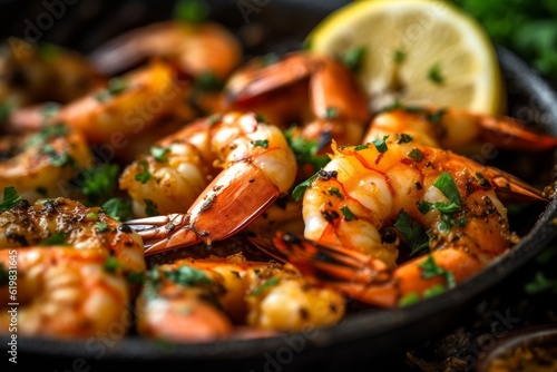 Scampi alla Griglia with perfectly grilled shrimp, a lemon wedge, and a sprinkle of parsley
