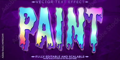 Paint text effect, editable rainbow and colored text style