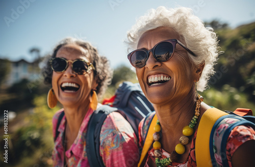 Fun and active seniors women outdoors on a sunny summer day.  © © Ai Factory