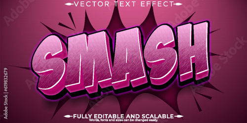 Smash text effect, editable abstract and pop art text style