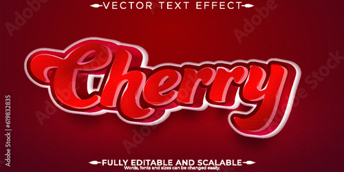 Cherry text effect, editable fruit and red text style
