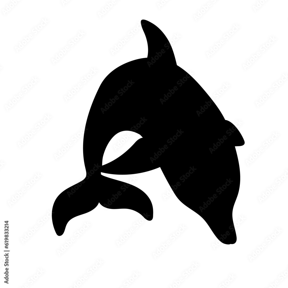 Naklejka premium Dolphin aquatic mammal silhouette.Vector graphics.