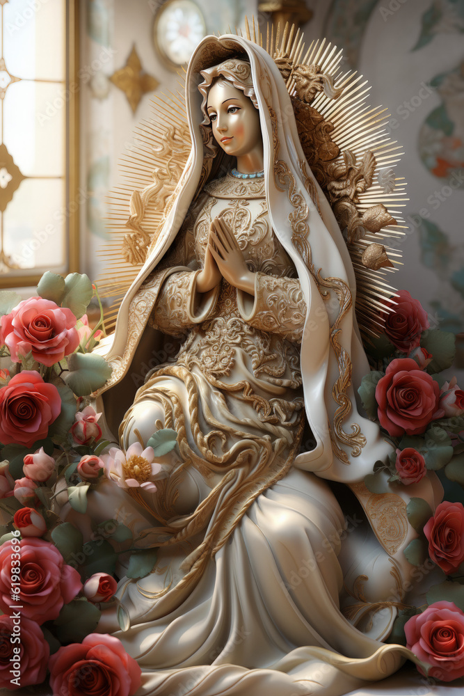Divine Manifestation: AI-Generated Realistic 3D Illustration of Our Lady of Guadalupe Divine Manifestation: AI-Generated Realistic 3D Illustration of Our Lady of Guadalupe