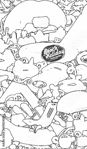 Cartoon cute doodles hand drawn summer beach children's entertainment illustration.