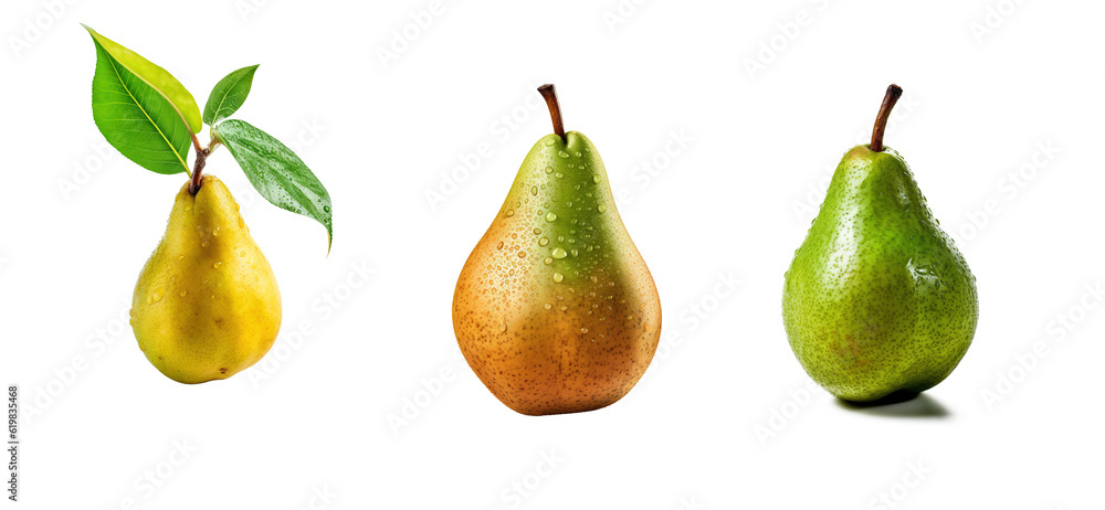 Pear isolated. Green pear on transparent background. Pear with clipping path. Set of pears. Pear isolated. Green pear on transparent background. Pear with clipping path. Set of pears.
