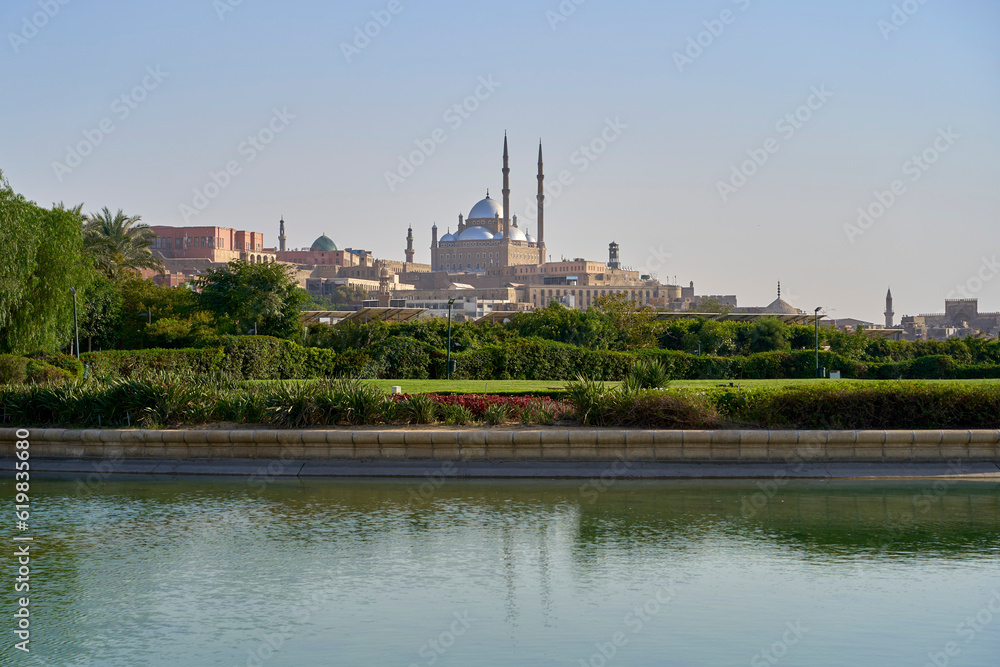 View of the Great Mosque of Muhammad Ali Pasha from Al-Azhar Park, Cairo, Egypt