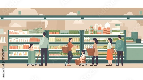 スーパーで買い物をする人々