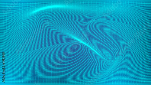 Illustration vector abstract wave motion pattern and dynamic mesh line on a dark blue background  blue light. Modern futuristic design for background or wallpaper. Digital cyberspace  high tech  tech