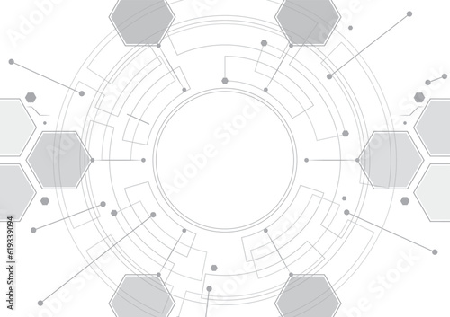 gray background technology hexagon line template. 