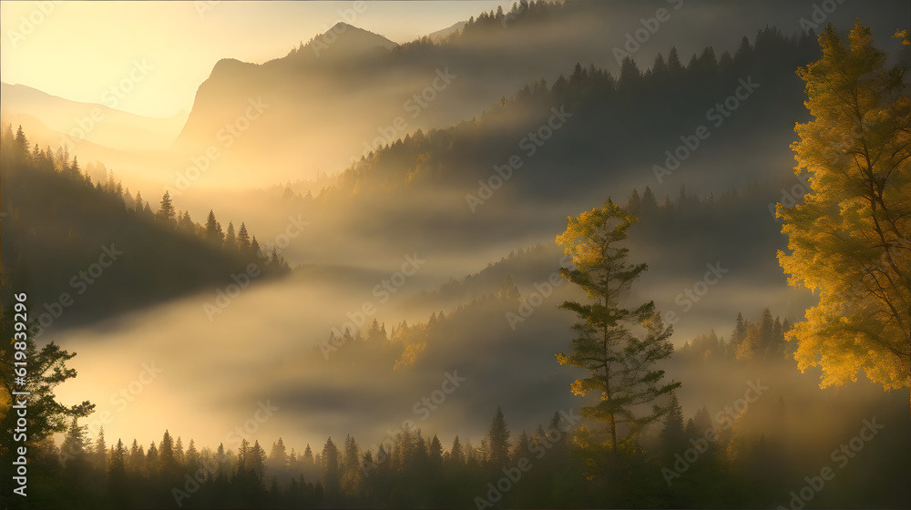 A serene nature scene featuring a picturesque landscape of mountains, lakes, and lush forests. Generated AI A serene nature scene featuring a picturesque landscape of mountains, lakes, and lush forests. Generated AI