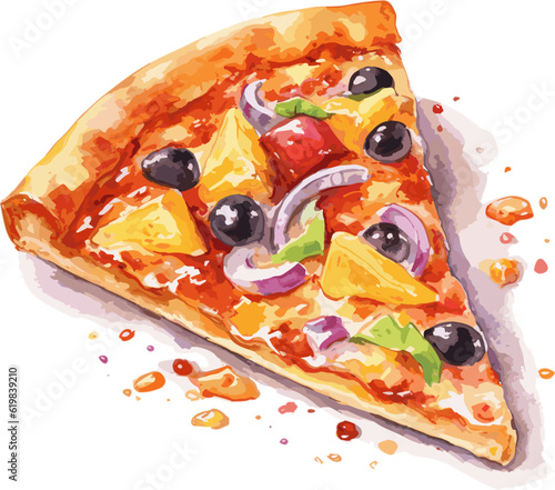 Slice of delicious pizza vector illustration Clipart