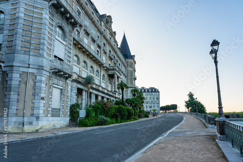 Canvastavla Boulevard of the Pyrenees with old historic buildings in the center of Pau, France