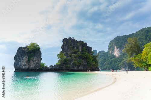 beautiful send beach of Hong island in Krabi, Thailand -summer vacation day