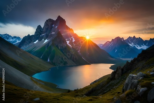 sunrise in the mountains generated ai © AD Collections