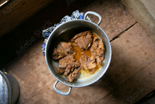 Majaz stewed. The majaz or paca is a species of rodent for meat that is highly valued and commonly consumed in the Peruvian jungle. photo