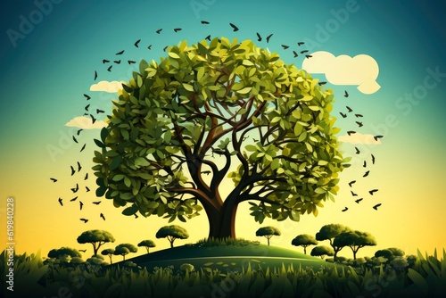llustration images, Ecosystem restoration, environment day concept tree background. Ecology project concept, Generative AI illustration © AITTHIPHONG