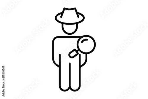 Fraud Detection icon. detector, people and Magnifying glass. Line icon style design. Simple vector design editable