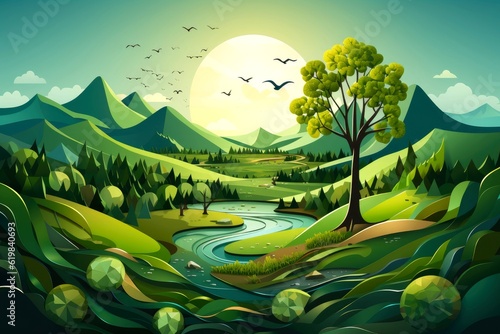 llustration images  Ecosystem restoration  environment day concept tree background. Ecology project concept  Generative AI illustration