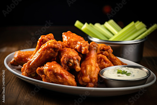 Buffalo chicken wings with blue cheese dip generative ai