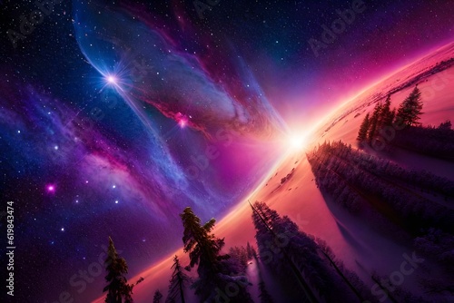 most beautiful spcae, galaxy, milky way wallpaper Generative Ai