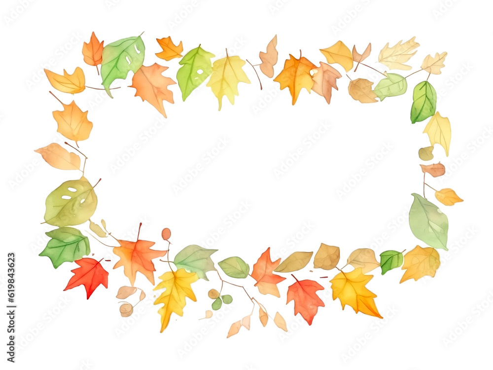 Watercolor banner of autumn leaves and branches on transparent background ,generative ai Watercolor banner of autumn leaves and branches on transparent background ,generative ai