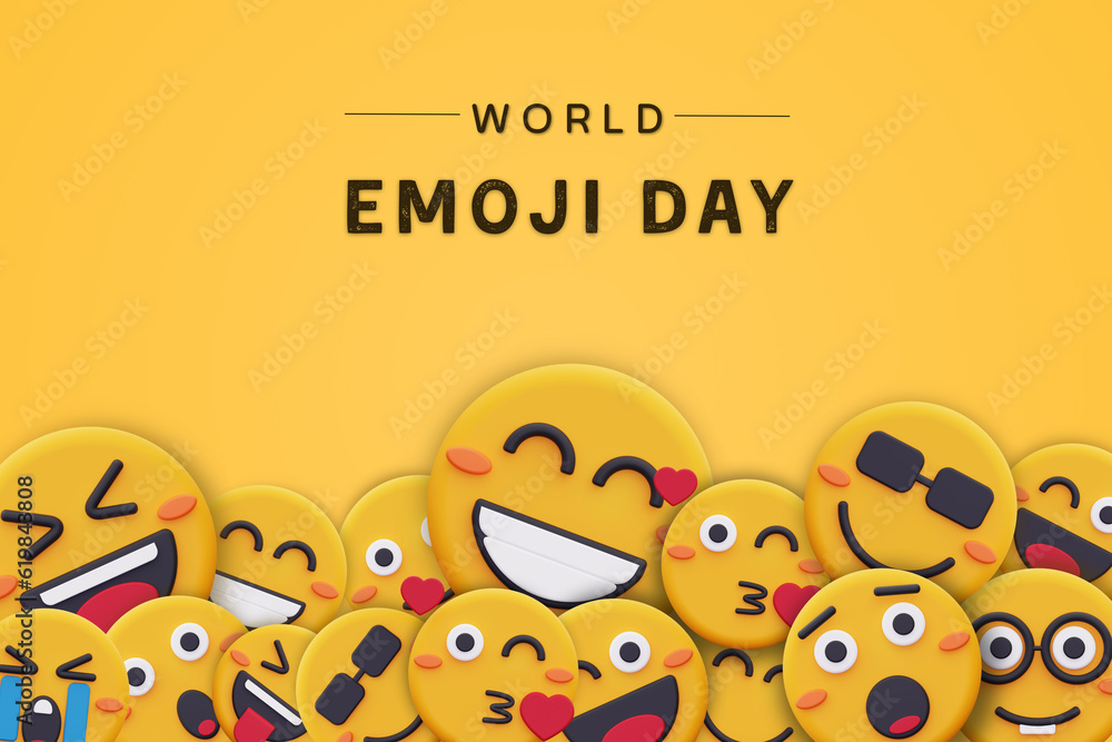 World emoji day vector banner background. World emoji day text with