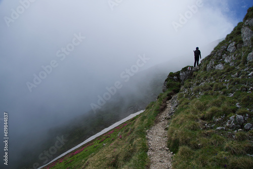 Hiker on the mountain, Bucsoiu Peak, Bucegi Mountains, Romania  © Ghidu