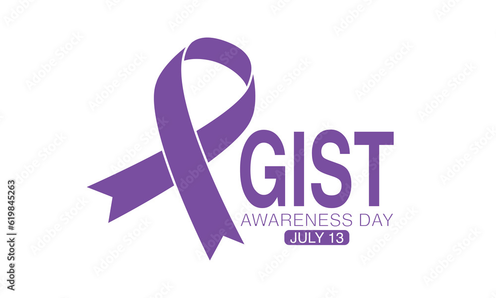 Gastrointestinal Stromal Tumor GIST awareness day is observed every year in July 13, Lavender or violet color ribbon Cancer Awareness Product. Gastrointestinal Stromal Tumor GIST awareness day is observed every year in July 13, Lavender or violet color ribbon Cancer Awareness Product.
