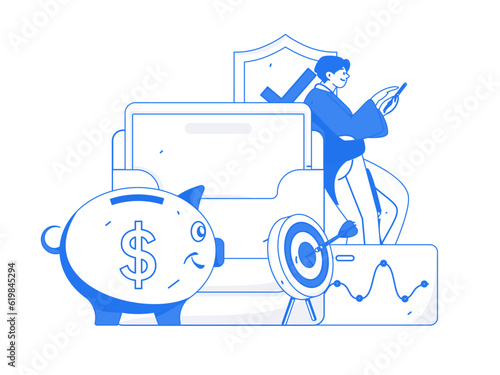 Internet finance and wealth management investment vector concept operation interactive illustration 