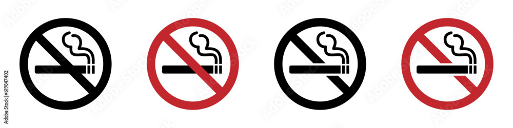 No smoking vector signs set. smoke prohibited signs No smoking vector signs set. smoke prohibited signs