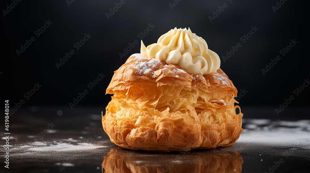 Choux Display Generative AI image of Choux au Craquelin A delectable display of choux ...