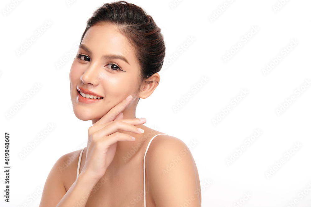 Beautiful young asian woman with clean fresh skin on white background, Face care, Facial treatment, Cosmetology, beauty and spa, Asian women portrait. Beautiful young asian woman with clean fresh skin on white background, Face care, Facial treatment, Cosmetology, beauty and spa, Asian women portrait.
