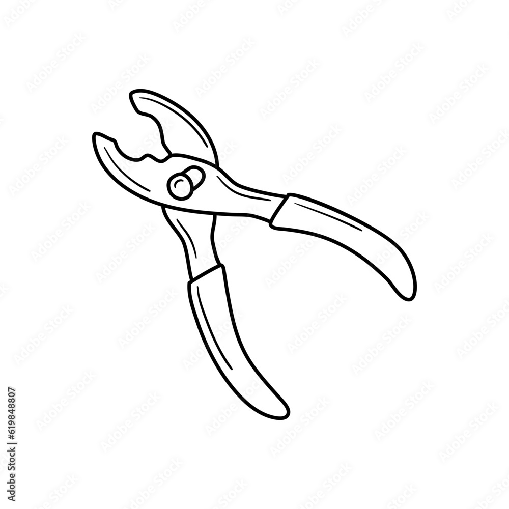 Vector illustration of slip join plier in doodle style Vector illustration of slip join plier in doodle style