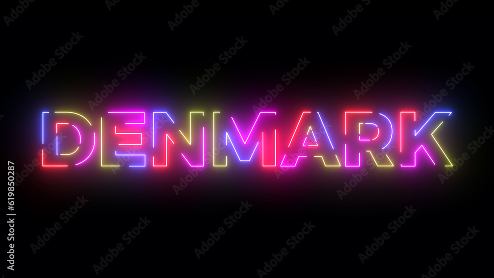 Denmark text. Laser vintage effect. Retrò style.