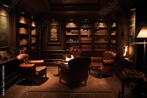 cigar room, smoking lounge, interior visualizationgenerative AI