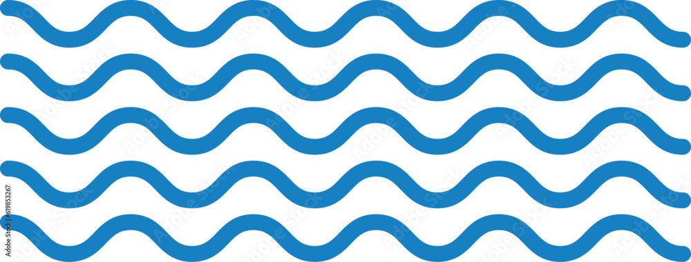 Wavy lines. Blue smooth curvy parallel ornament Wavy lines. Blue smooth curvy parallel ornament