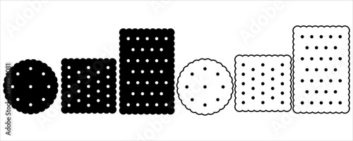 outline silhouette biscuit icon set isolated on white background