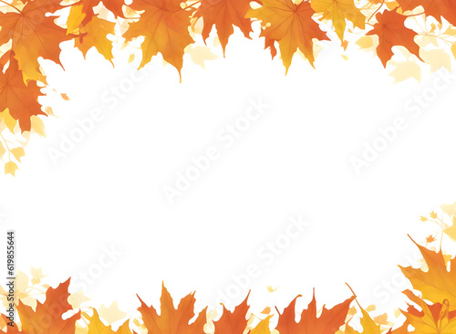 Card illustration autumn frame invitation on transparent background, generative ai