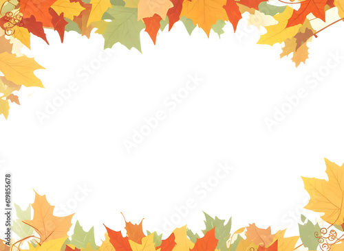 Card illustration autumn frame invitation on transparent background, generative ai