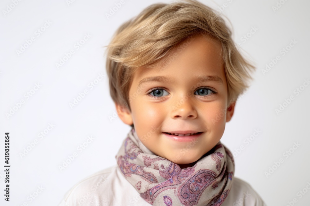 Portrait of a cute little boy with blond hair on white background Portrait of a cute little boy with blond hair on white background
