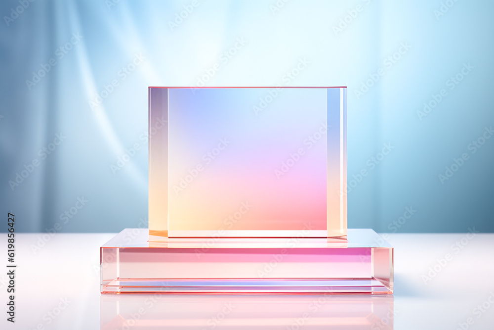 Abstract Gradient Pastel Pink Blue Studio Background for Product Presentation. Empty Room with Shadows and Glass podium Mock Up. 3d room with copy space. Cyberspace. Blurred backdrop. Generative AI. Abstract Gradient Pastel Pink Blue Studio Background for Product Presentation. Empty Room with Shadows and Glass podium Mock Up. 3d room with copy space. Cyberspace. Blurred backdrop. Generative AI.